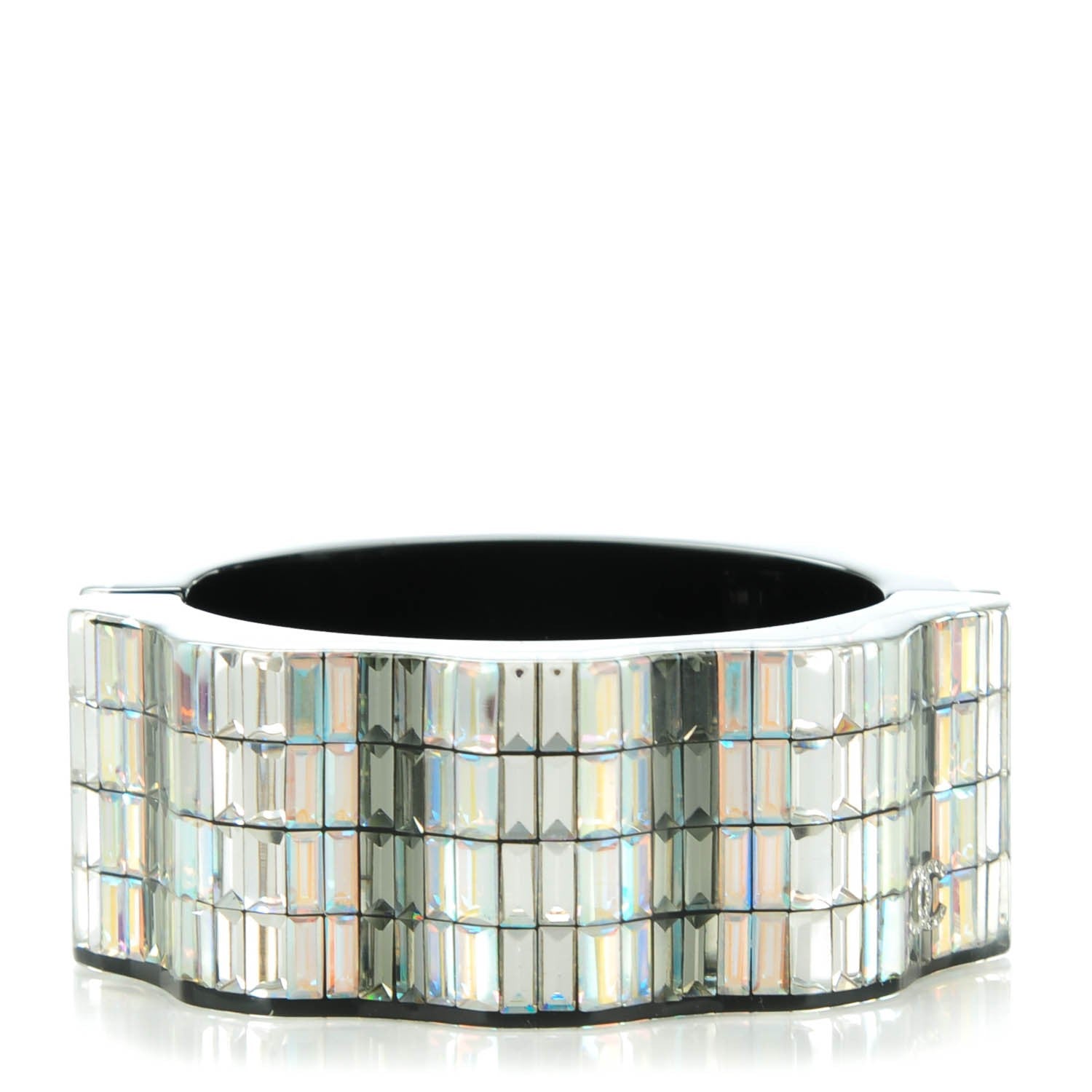 Chanel Resin Crystal Baguette CC Bangle Black 1 of 6