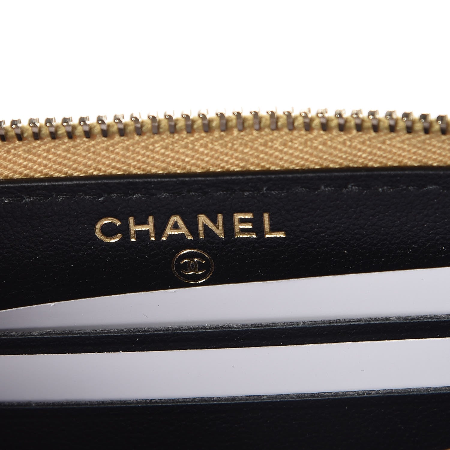 Chanel Metallic Calfskin Crocodile Embossed Small Zip Wallet Gold 6 of 9