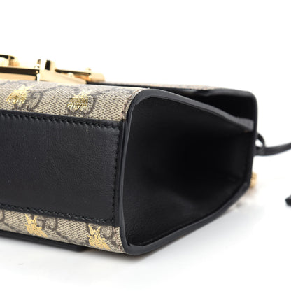 Gucci GG Supreme Monogram Bees Small Padlock Shoulder Bag Black 9 of 10