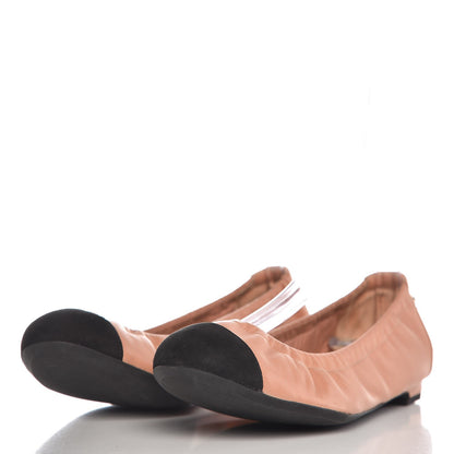 Chanel Lambskin Suede CC Elastic Cap Toe Ballerina Flats 36.5 Pink Black 3 of 7