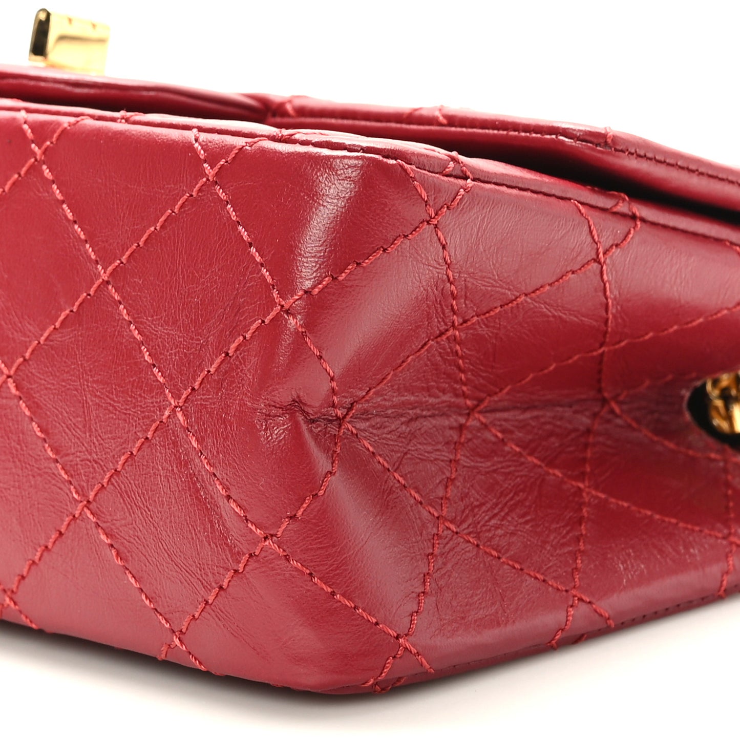 Aged Calfskin Quilted 2.55 Reissue Mini Flap Red