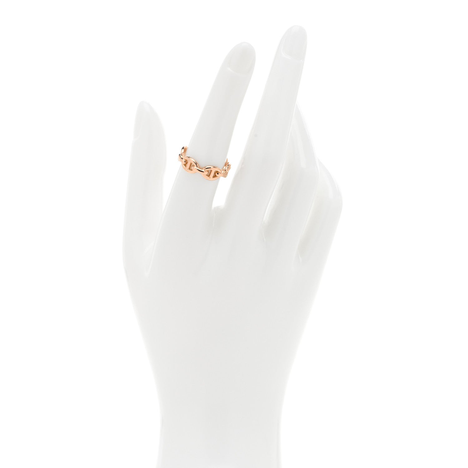 Hermes 18K Rose Gold PM Chaine D'Ancre Enchainee Ring 53 6.25 2 of 5