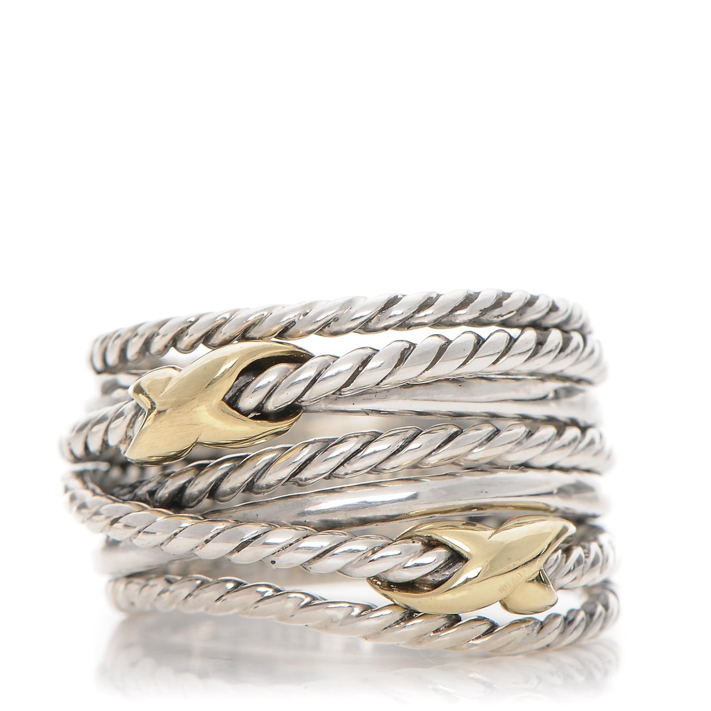 Sterling Silver 18K Yellow Gold Double X Crossover Ring 52 6