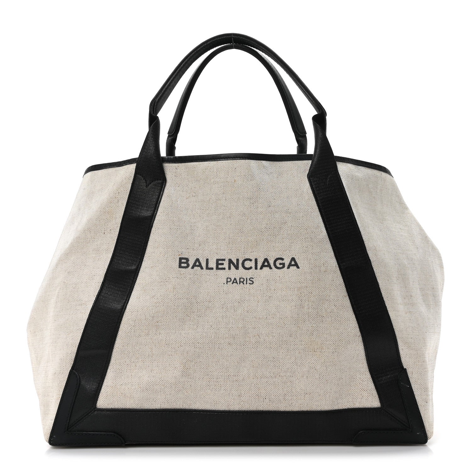 Balenciaga Cotton Canvas Calfskin M Navy Cabas Natural Black 1 of 11