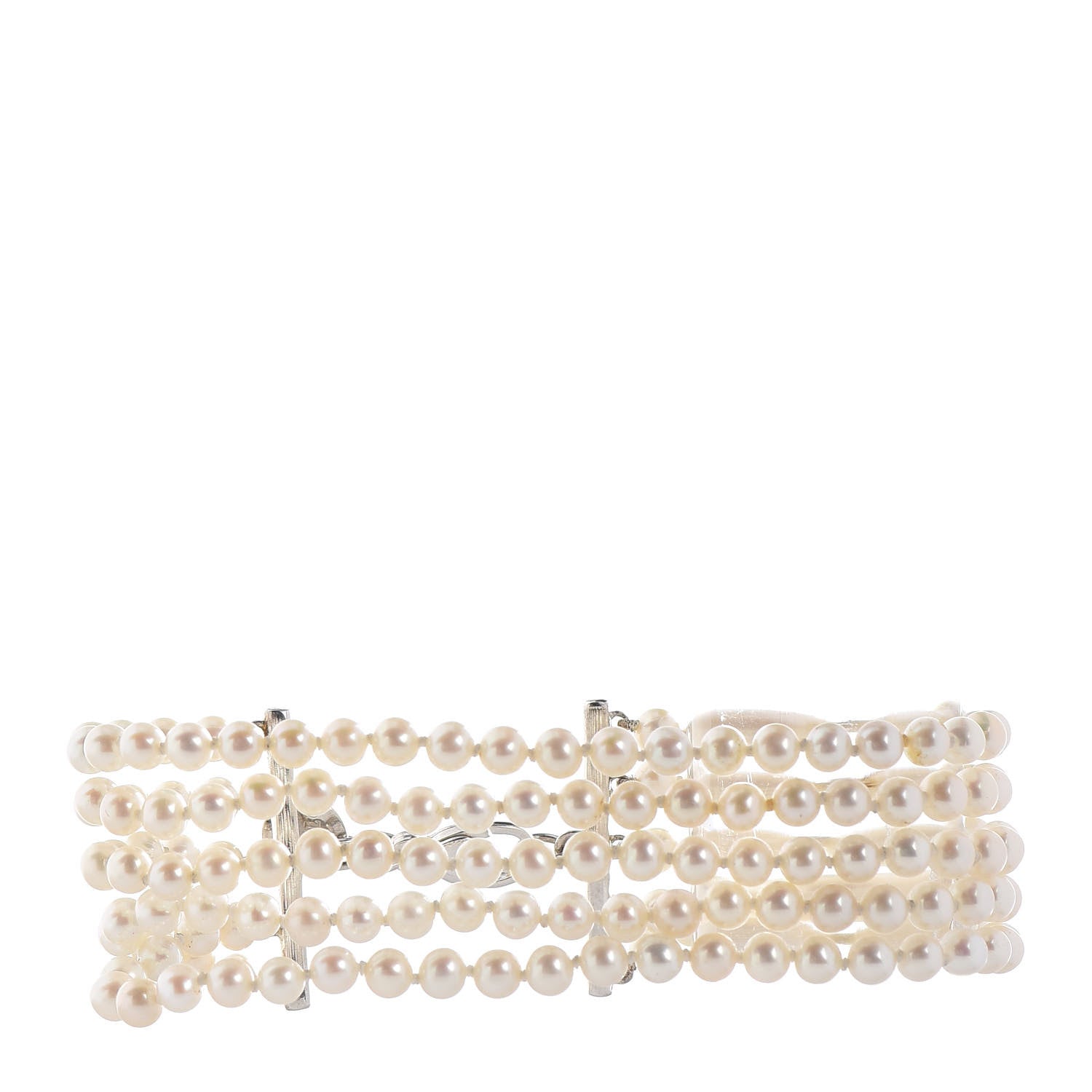Tiffany Sterling Silver Pearl 4.5mm Ziegfeld 5 Strand Bracelet 1 of 5