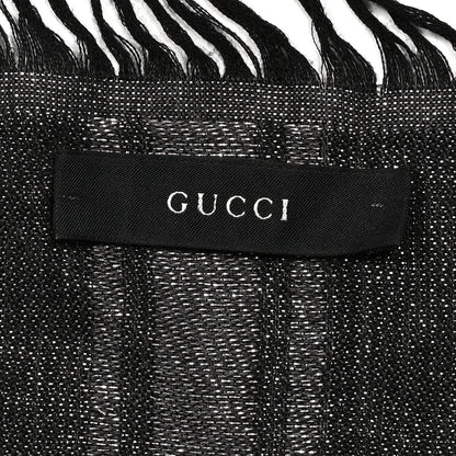 Gucci Wool Silk Lurex Diamante Monogram Shawl Grey 4 of 4
