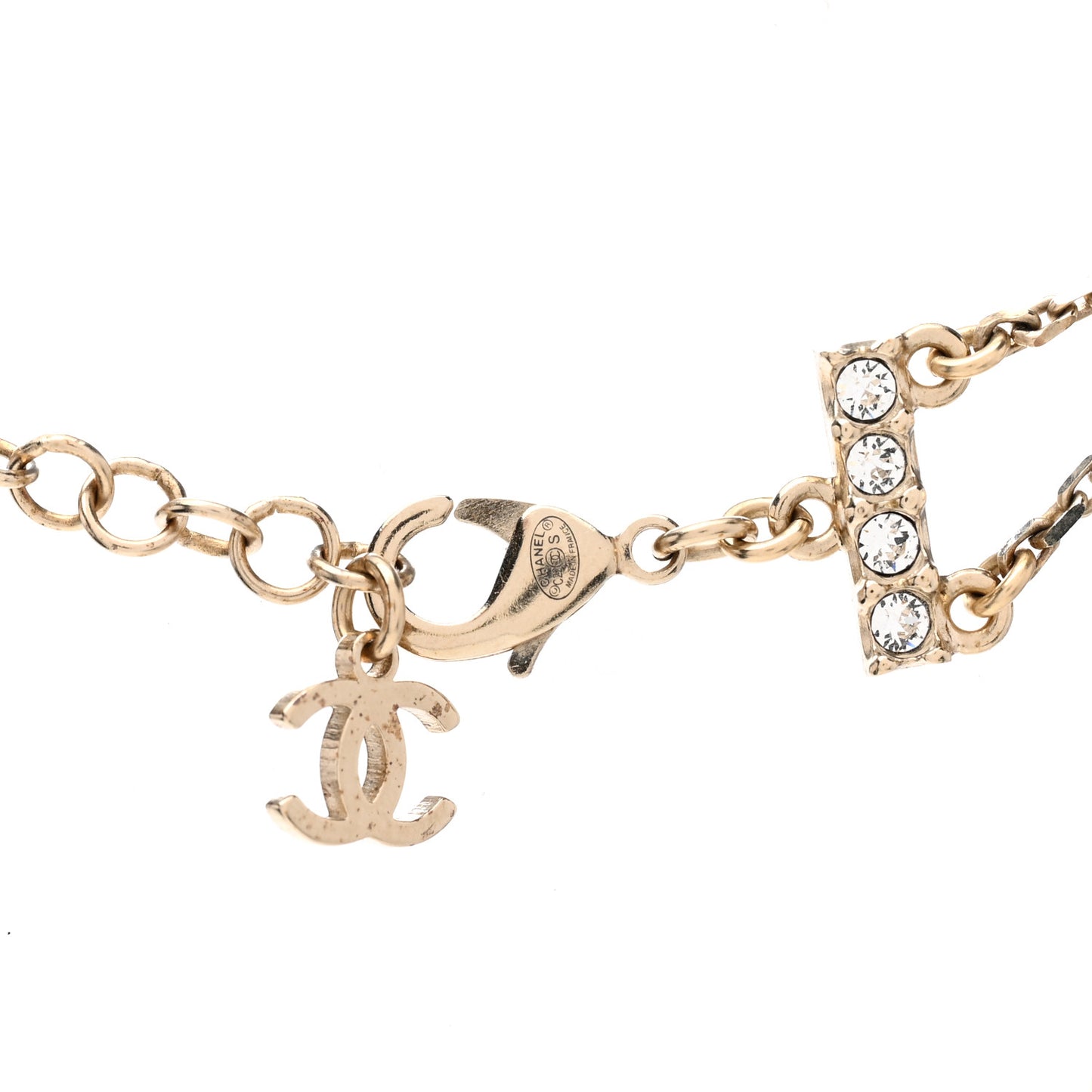 Pearl Crystal CC Star Choker Necklace Gold