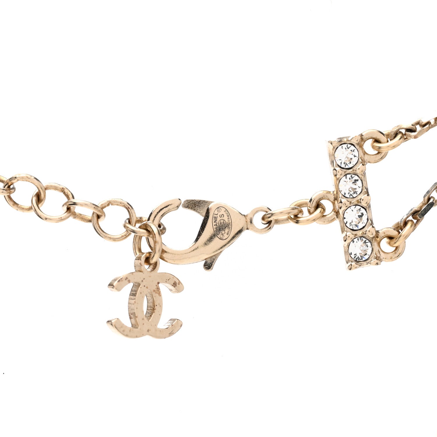 Chanel Pearl Crystal CC Star Choker Necklace Gold 4 of 5