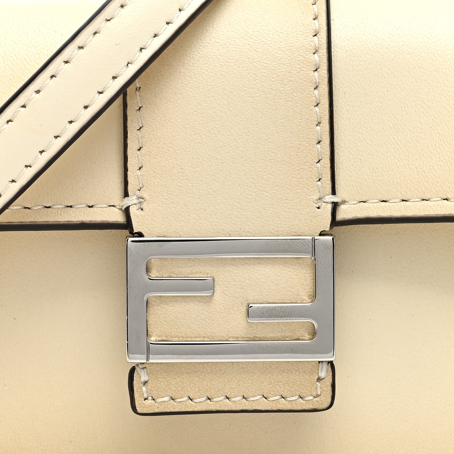 Fendi Vitello King Tamponato Micro Flat Baguette White Ice 5 of 11