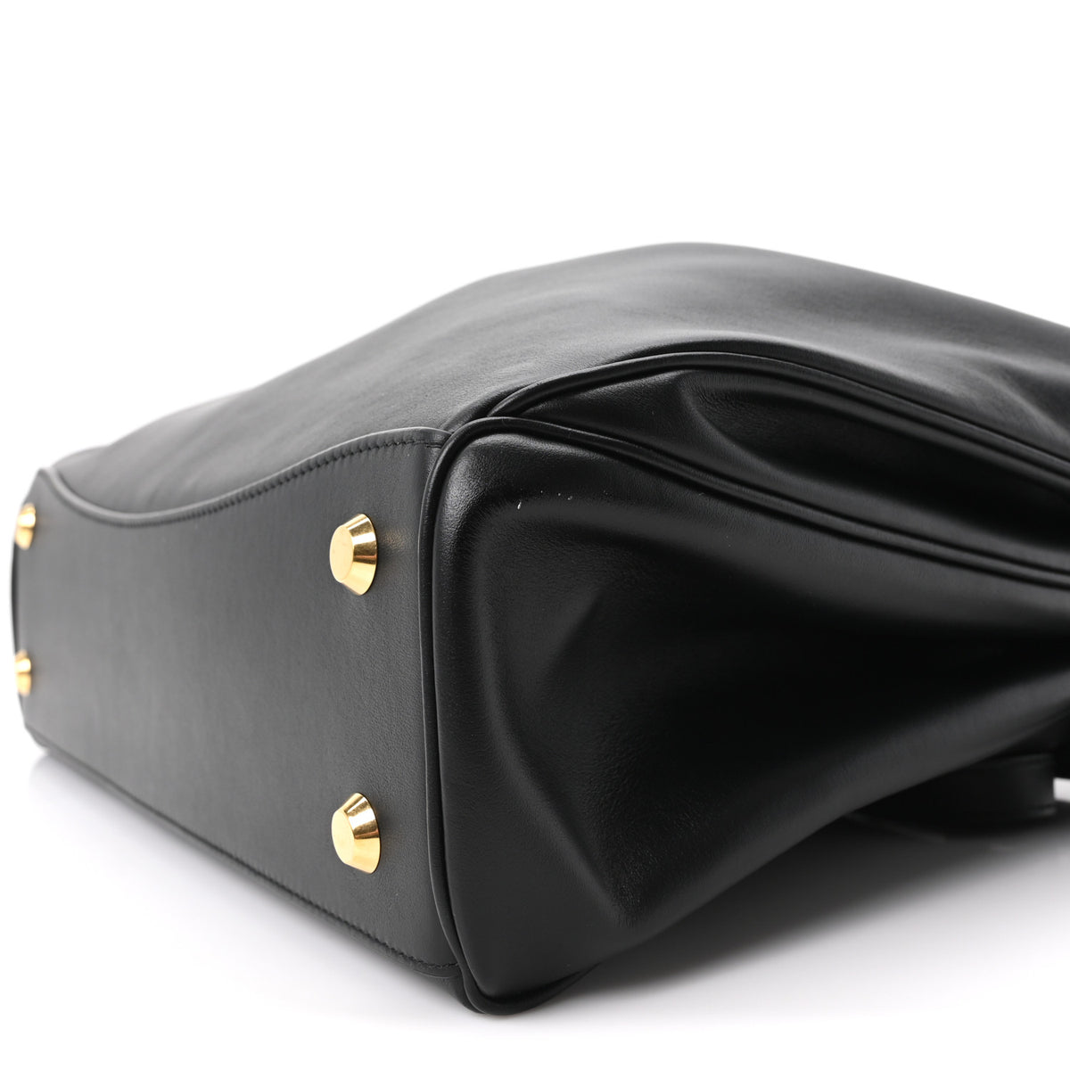 Natural Smooth Calfskin Medium Rodeo Top Handle Handbag Black