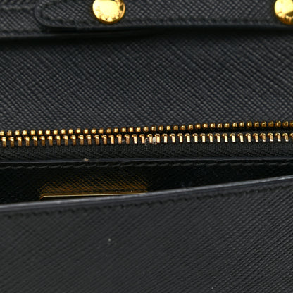 Prada Saffiano Metal Flap Wallet With Strap Black 9 of 9