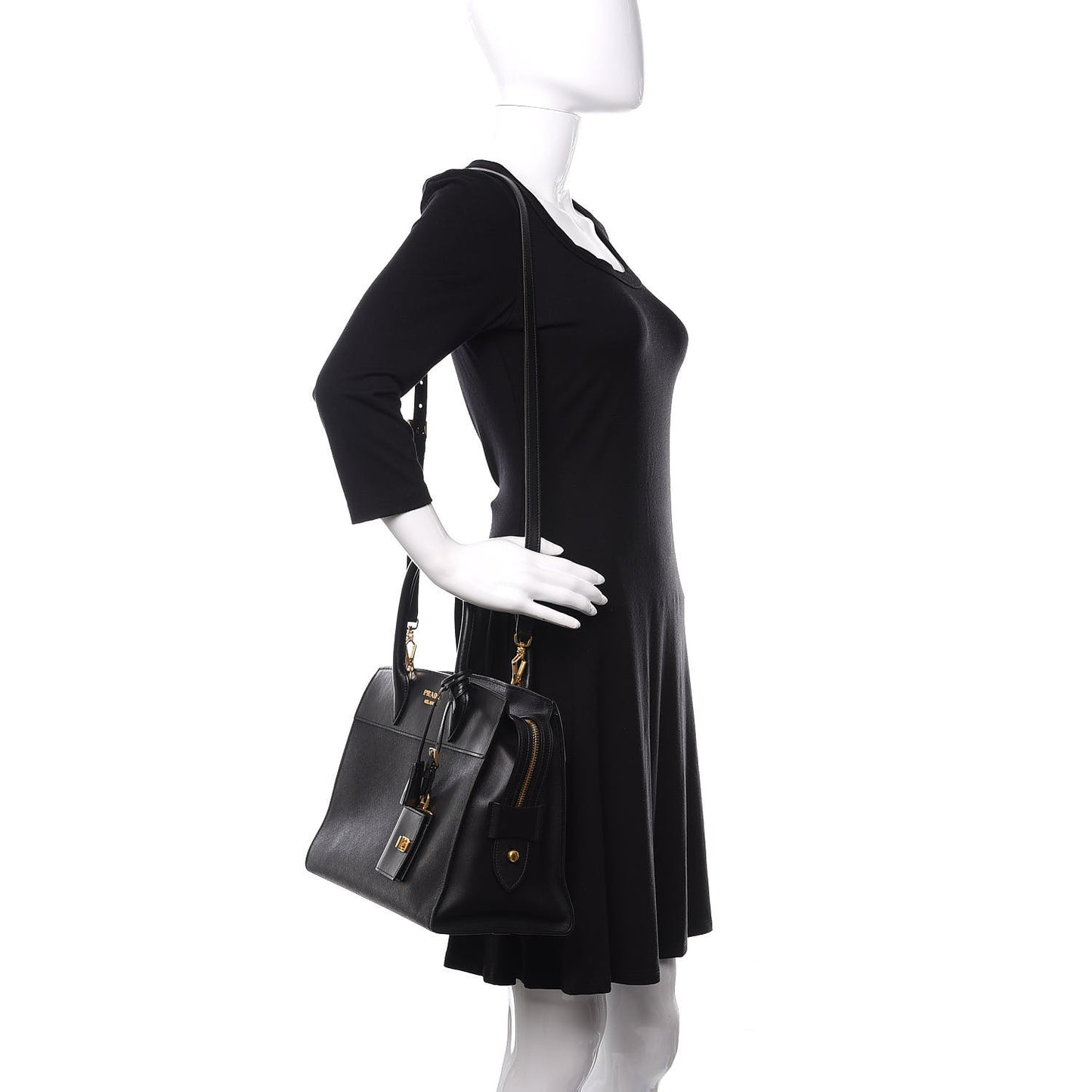 Saffiano City Calfskin Medium Esplanade Tote Black