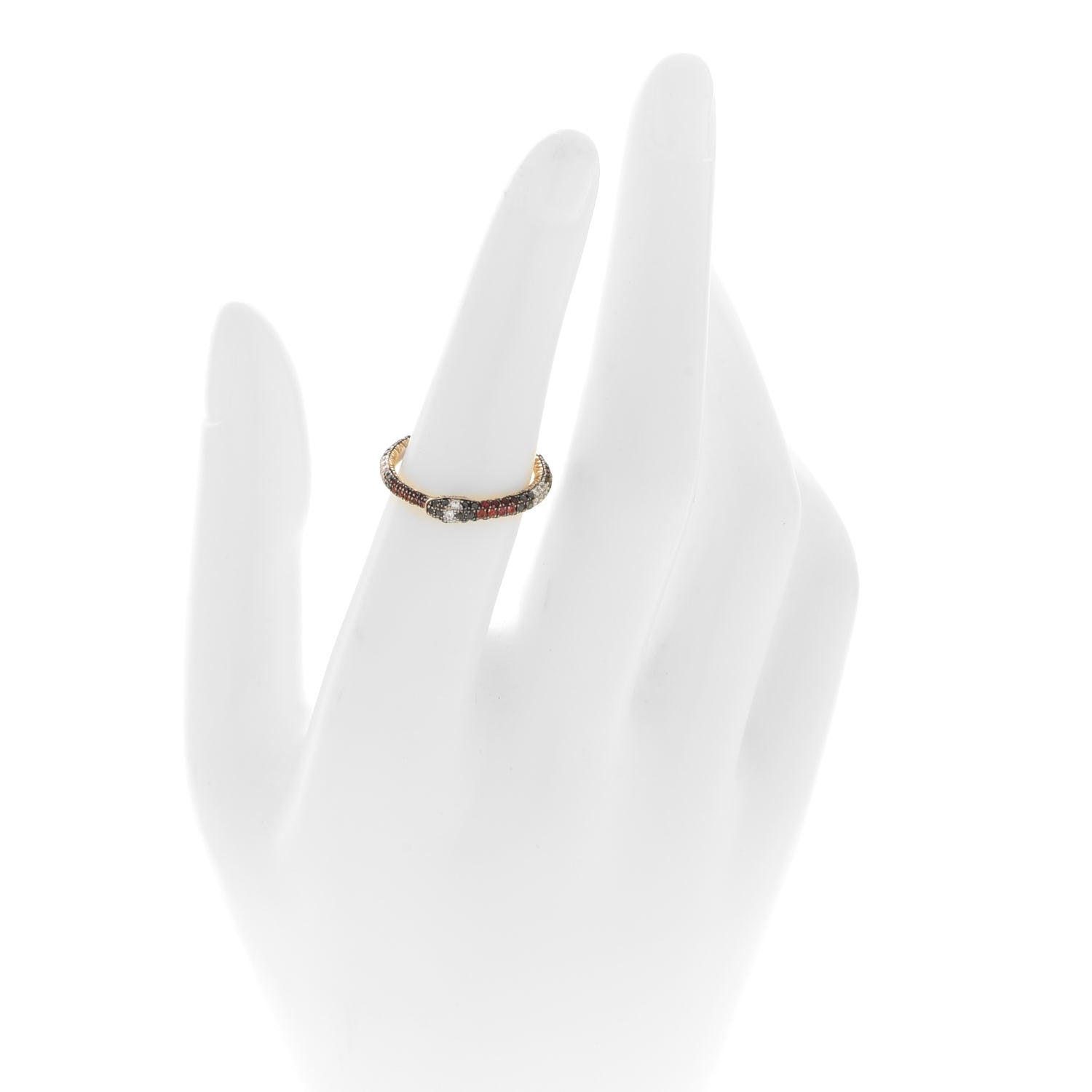 Gucci 18K Yellow Gold Black Diamond Topaz Sapphire Ouroboros Snake Ring 52 6 2 of 6
