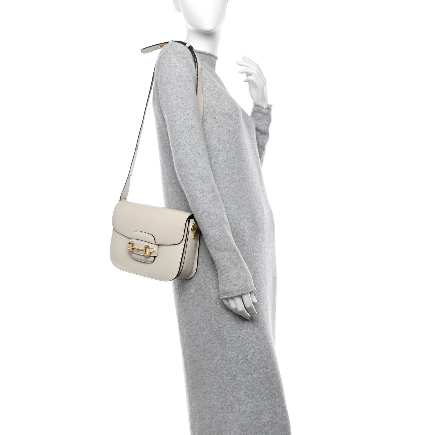 Gucci Azalea Calfskin Horsebit 1955 Shoulder Bag Mystic White 2 of 10