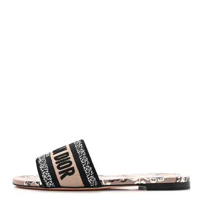 Christian Dior Canvas Bandana Embroidered Dway Flat Slide Sandals 35 Natural Marron 1 of 9