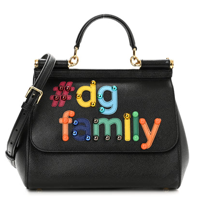 Dolce & Gabbana Dauphine Medium DG Family Patch Miss Sicily Satchel Black 1 of 11