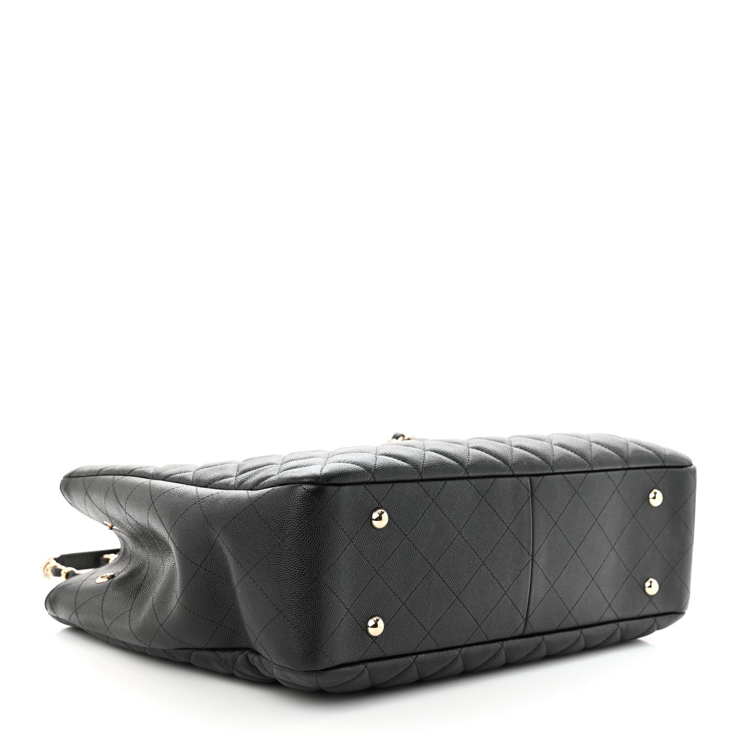 Caviar Quilted Large Shopping Tote Black