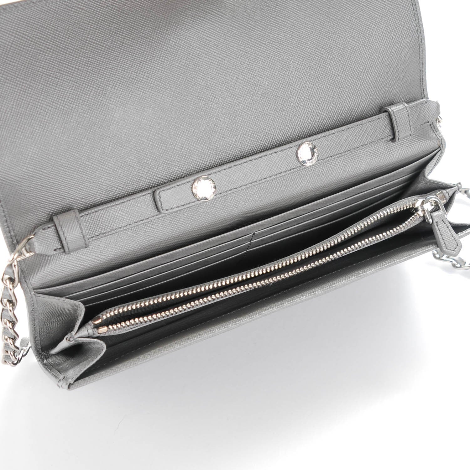 Prada Saffiano Metal Oro Chain Wallet Marmo 6 of 8