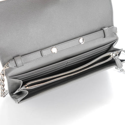 Prada Saffiano Metal Oro Chain Wallet Marmo 6 of 8