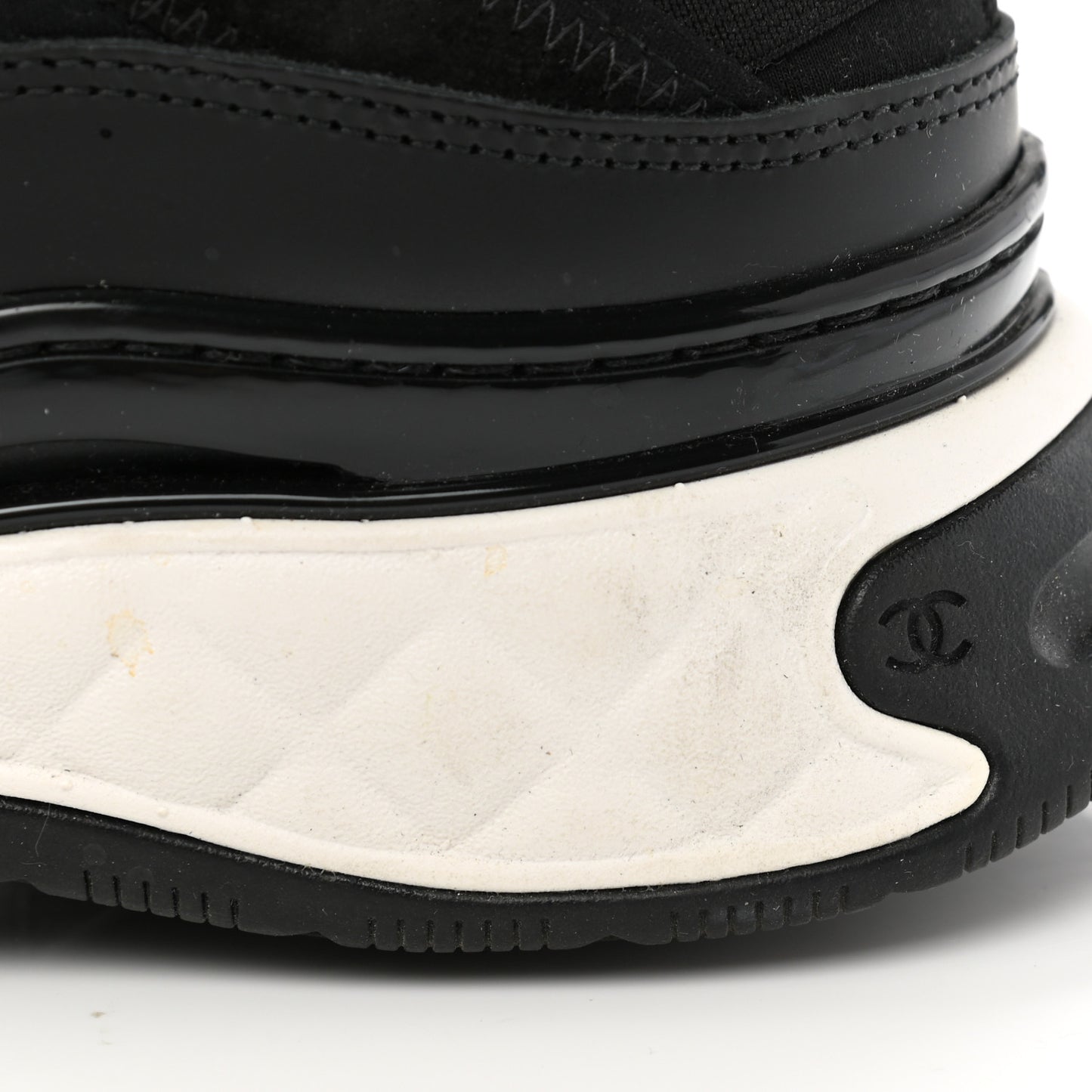 Velvet Calfskin Mixed Fibers CC Sneakers 38 Black