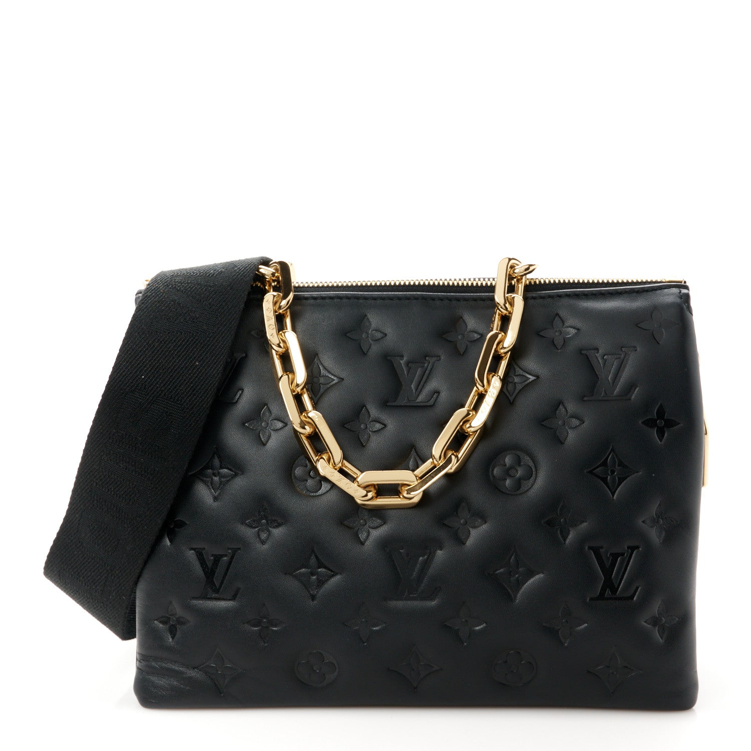 Louis Vuitton Lambskin Embossed Monogram Coussin PM Black 1 of 12