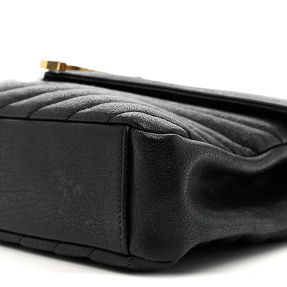 Saint Laurent Sheepskin Matelasse Chevron Monogram Medium College Bag Black 9 of 9