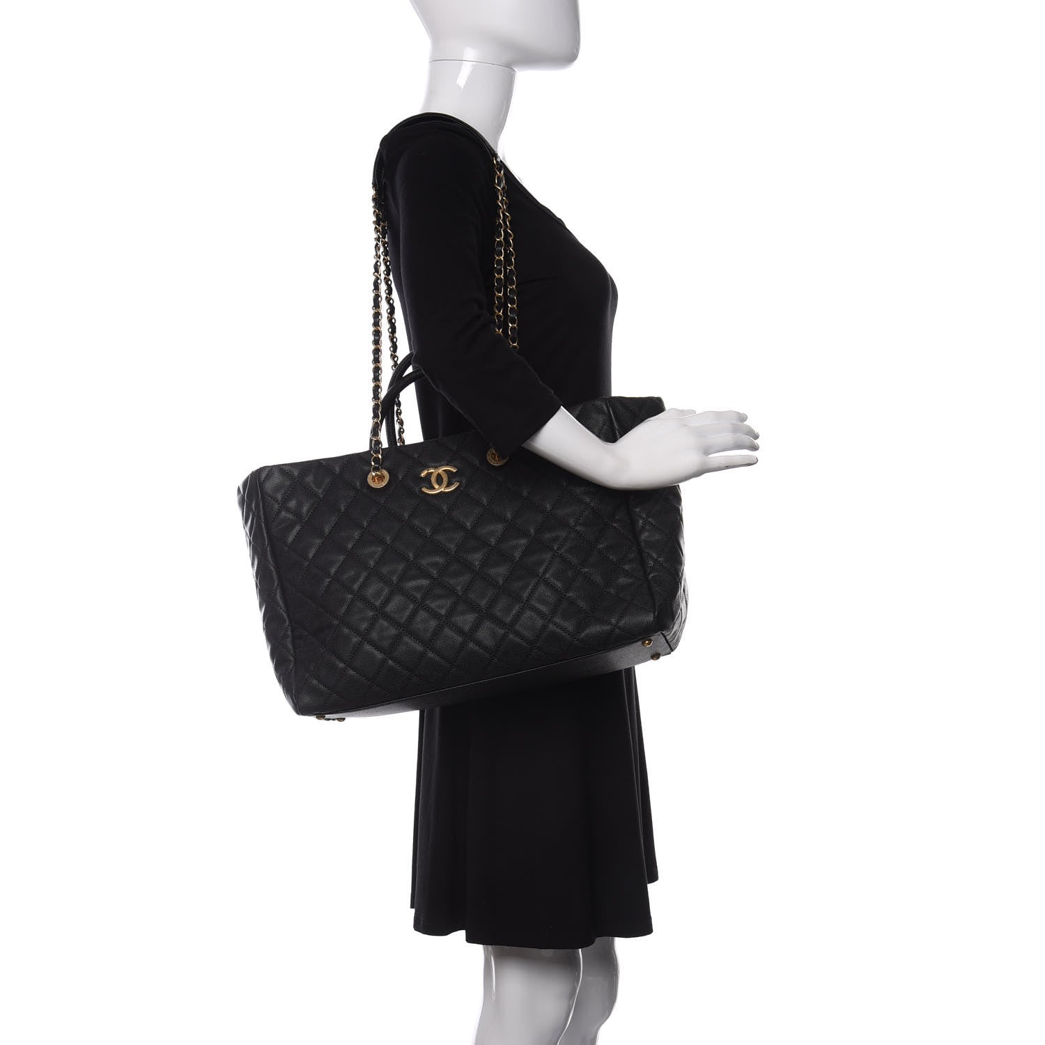 Chanel Caviar Quilted Large Coco Handle Shopping Tote Black 2 of 11