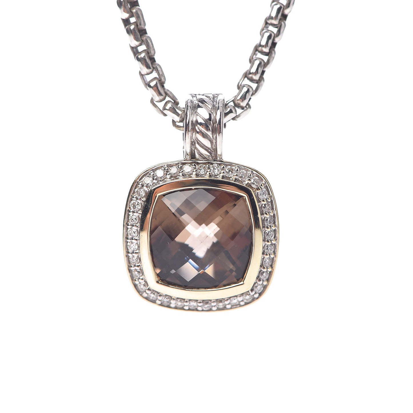 Sterling Silver 18K Yellow Gold Diamond 11mm Albion Pendant Necklace