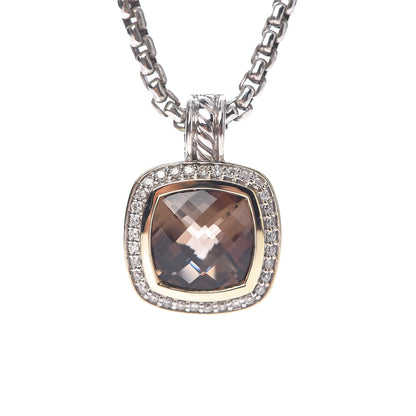 David Yurman Sterling Silver 18K Yellow Gold Diamond 11mm Albion Pendant Necklace 4 of 6