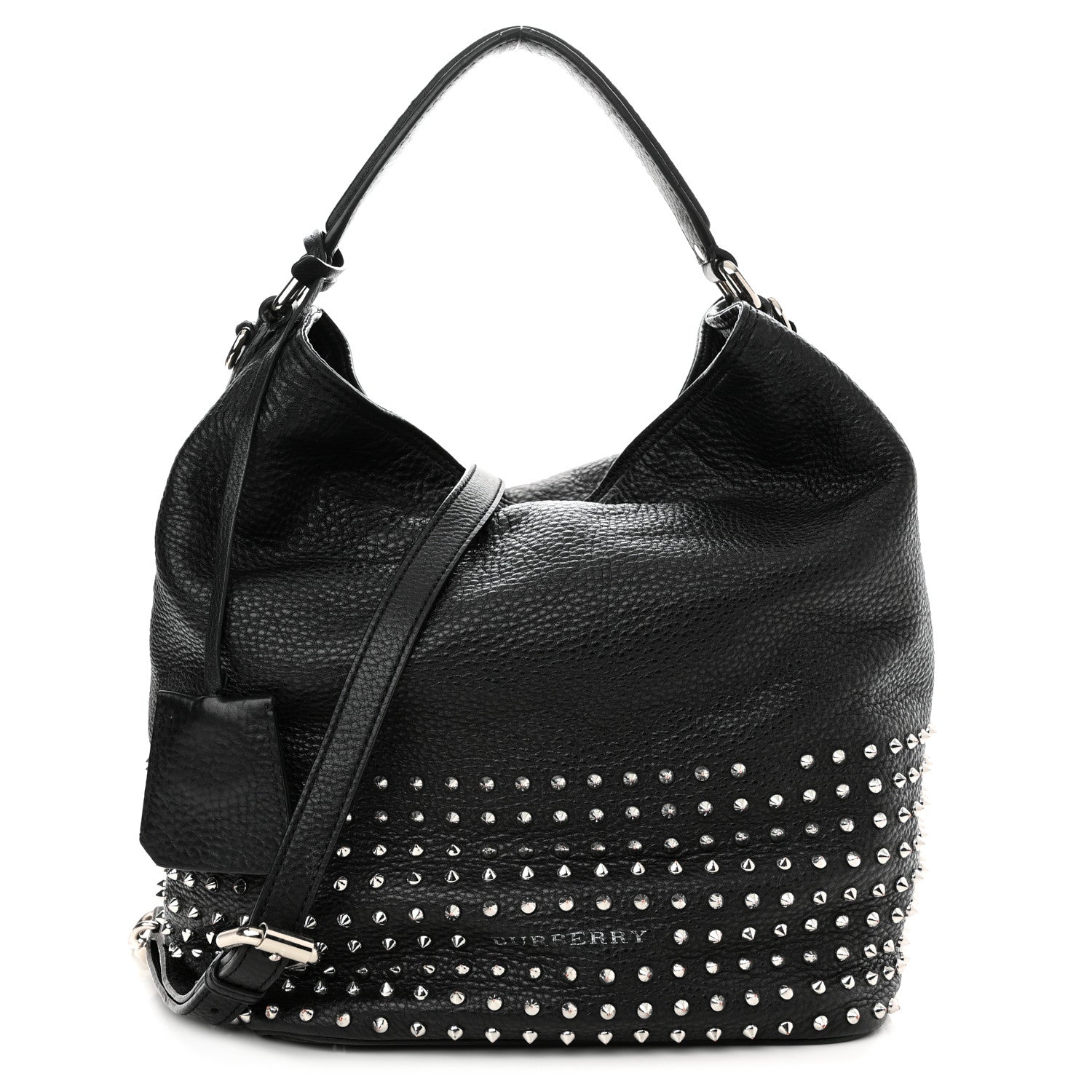 Burberry Calfskin Studded Medium Susanna Hobo Black 1 of 12