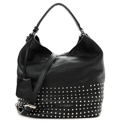 Burberry Calfskin Studded Medium Susanna Hobo Black 1 of 12