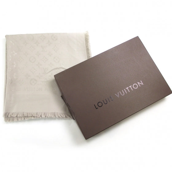 Louis Vuitton Monogram Shawl Silk/Wool Scarf Beige 3 of 6
