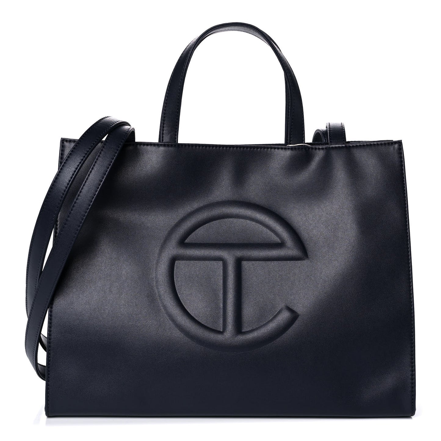Vegan Leather Medium Shopping Bag Navy