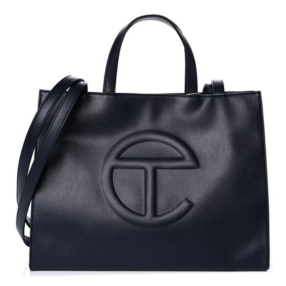 Telfar Vegan Leather Medium Shopping Bag Navy 1 of 9