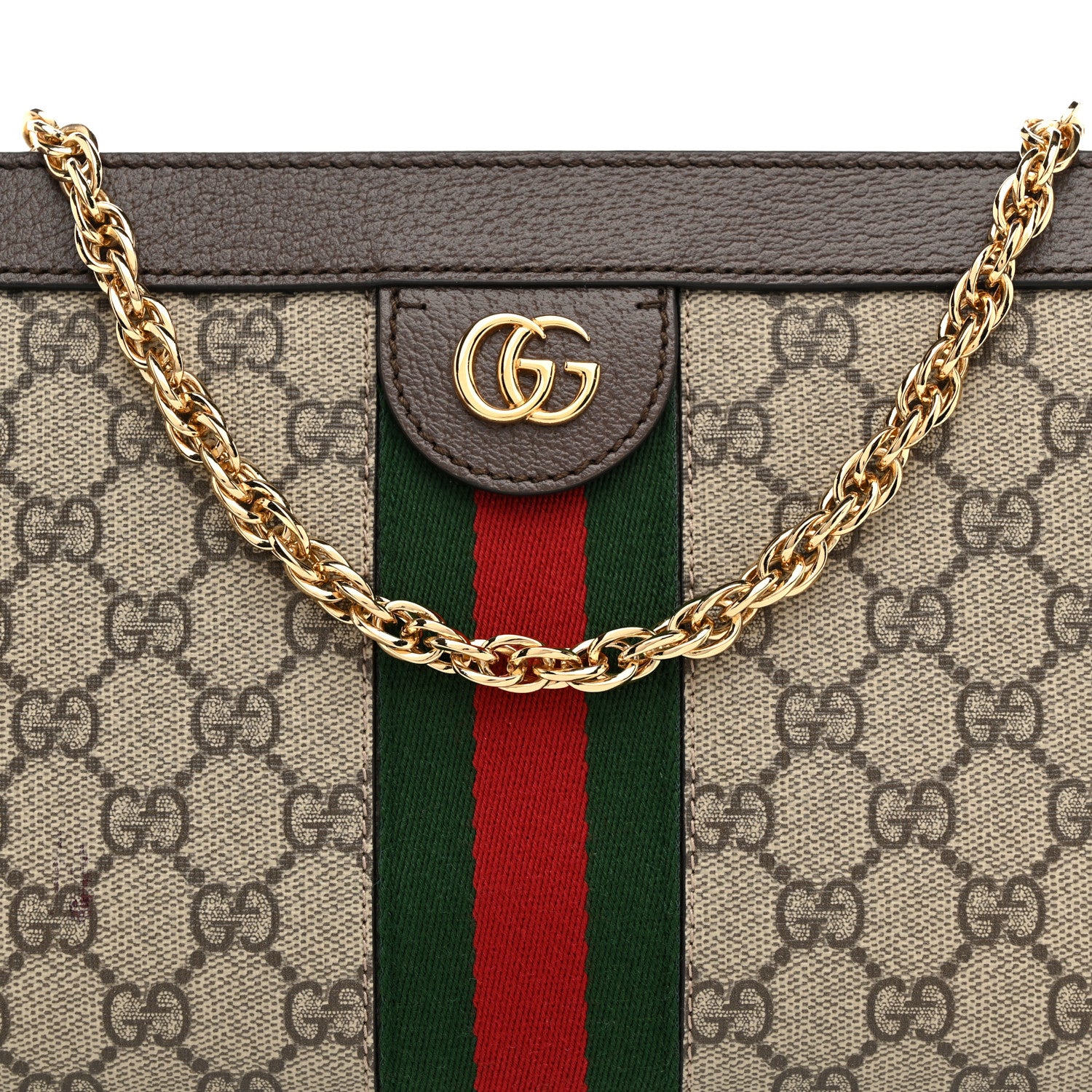 Gucci GG Supreme Monogram Web Small Ophidia Chain Shoulder Bag Brown 7 of 9