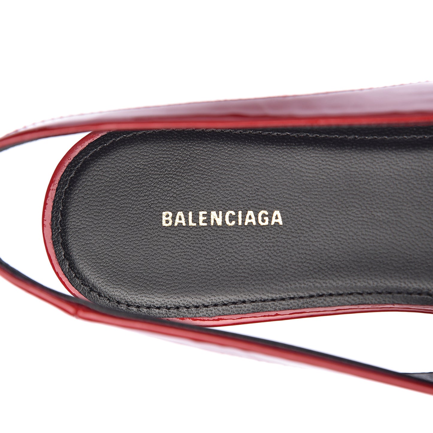 Patent BB Knife Pointy Toe Slingback Flats 38.5 Rouge Cardinal