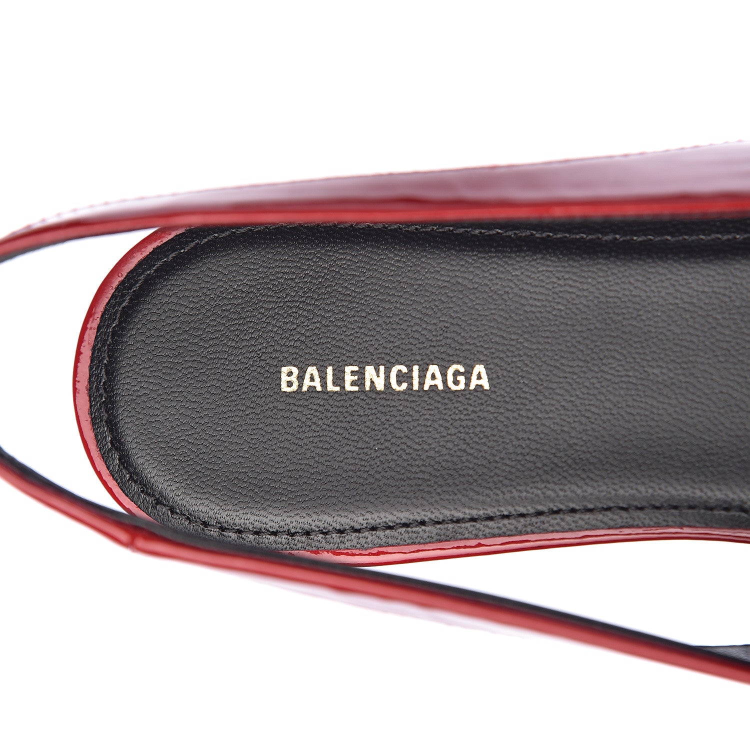 Balenciaga Patent BB Knife Pointy Toe Slingback Flats 38.5 Rouge Cardinal 6 of 10