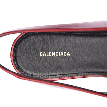Balenciaga Patent BB Knife Pointy Toe Slingback Flats 38.5 Rouge Cardinal 6 of 10