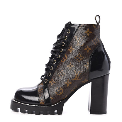 Louis Vuitton Patent Calfskin Monogram Star Trail Ankle Boots 39.5 Black 1 of 8