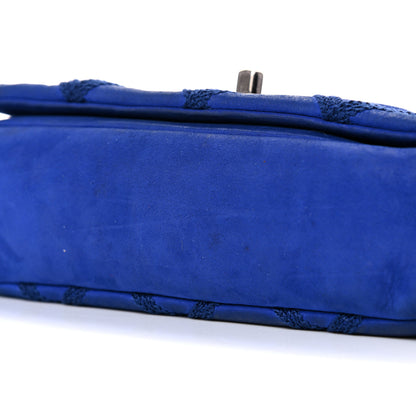 Chanel Suede Diamond Embellished Medium Single Flap Blue 13 of 18
