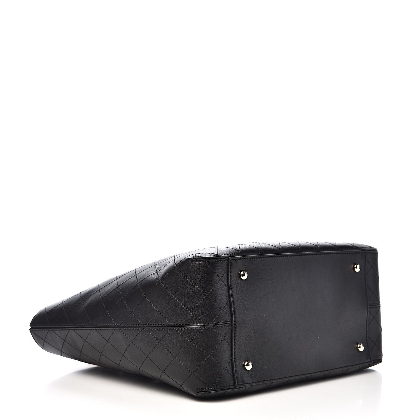 Calfskin Stitched Shopping Tote Black