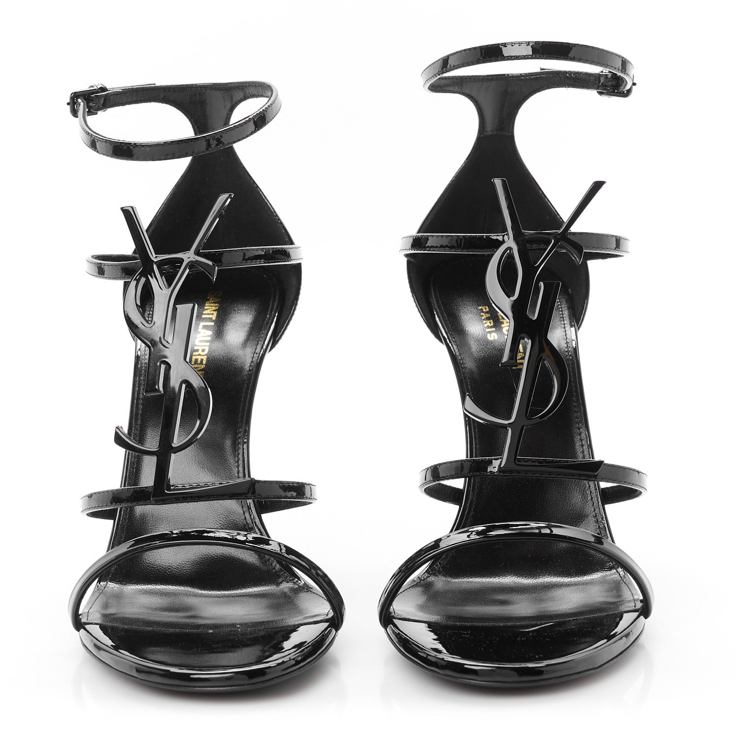 Saint Laurent Patent Cassandra 100 Ankle Strap Sandals 40.5 Black 3 of 10