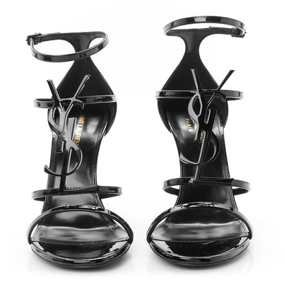 Saint Laurent Patent Cassandra 100 Ankle Strap Sandals 40.5 Black 3 of 10