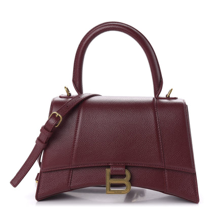 Balenciaga Grained Calfskin Small Hourglass Top Handle Bag Dark Red 1 of 9