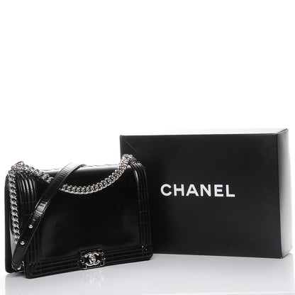 Chanel Glazed Calfskin Large Boy Flap Black 9 of 9