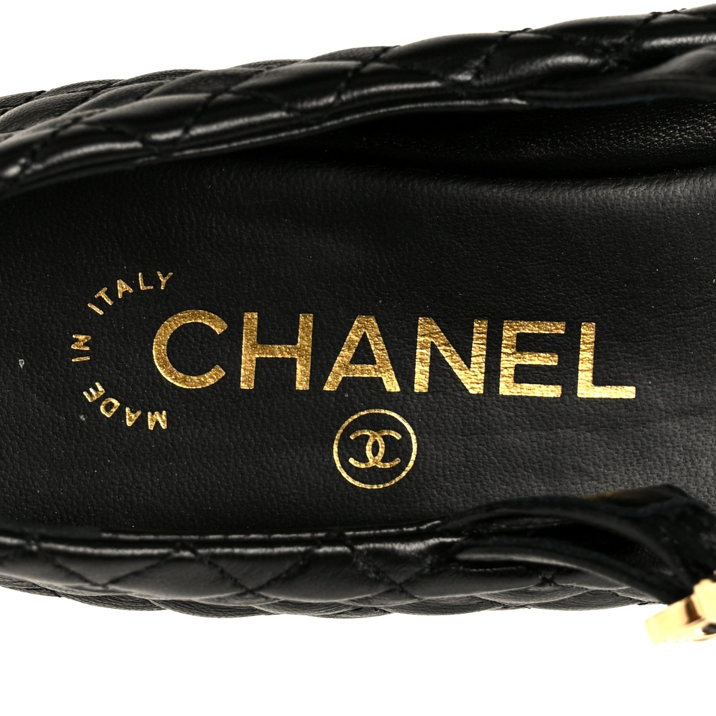 Lambskin Quilted Mary Jane Flats 36.5 Black