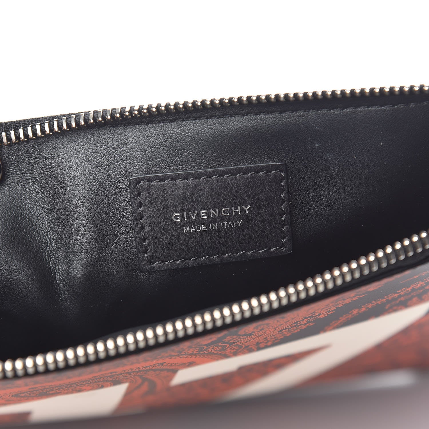 Givenchy Calfskin Paisley Print Medium Clutch Orange Black 7 of 8