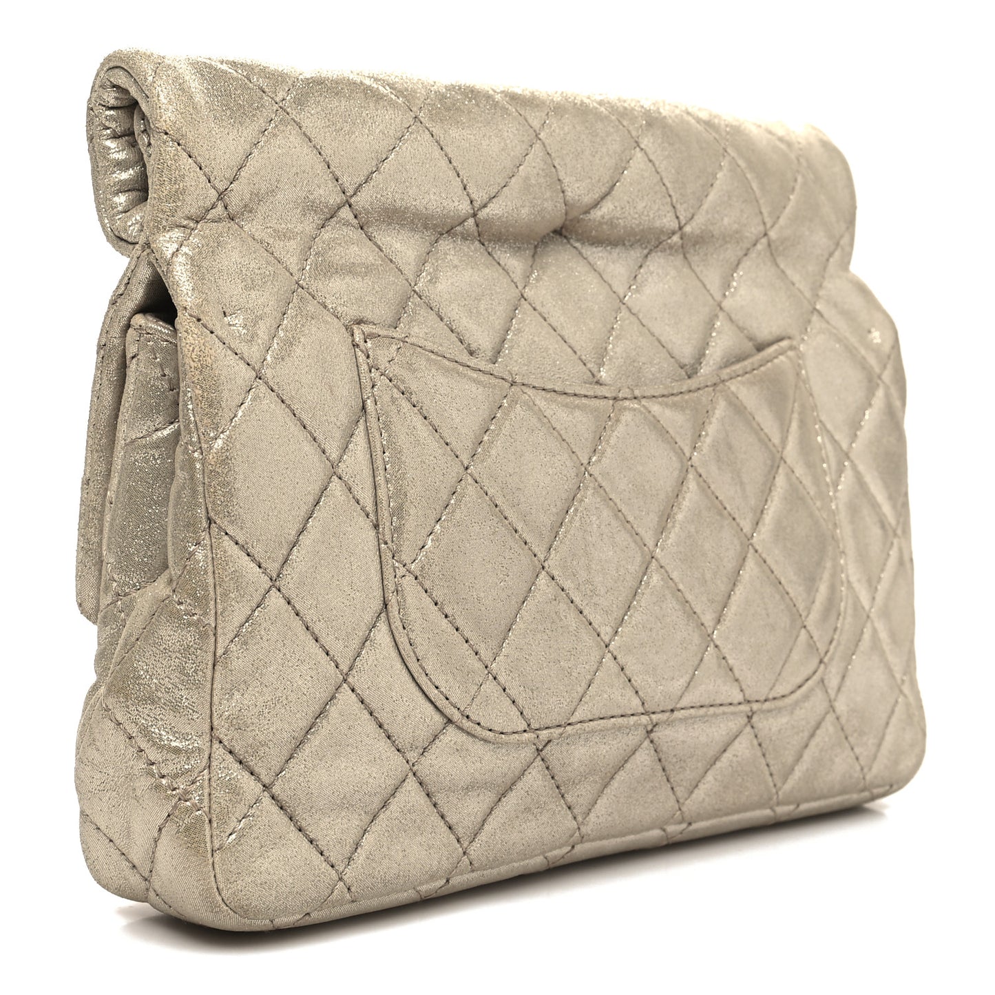 Iridescent Calfskin Quilted Large Roll 2.55 Reissue Clutch Light Gold