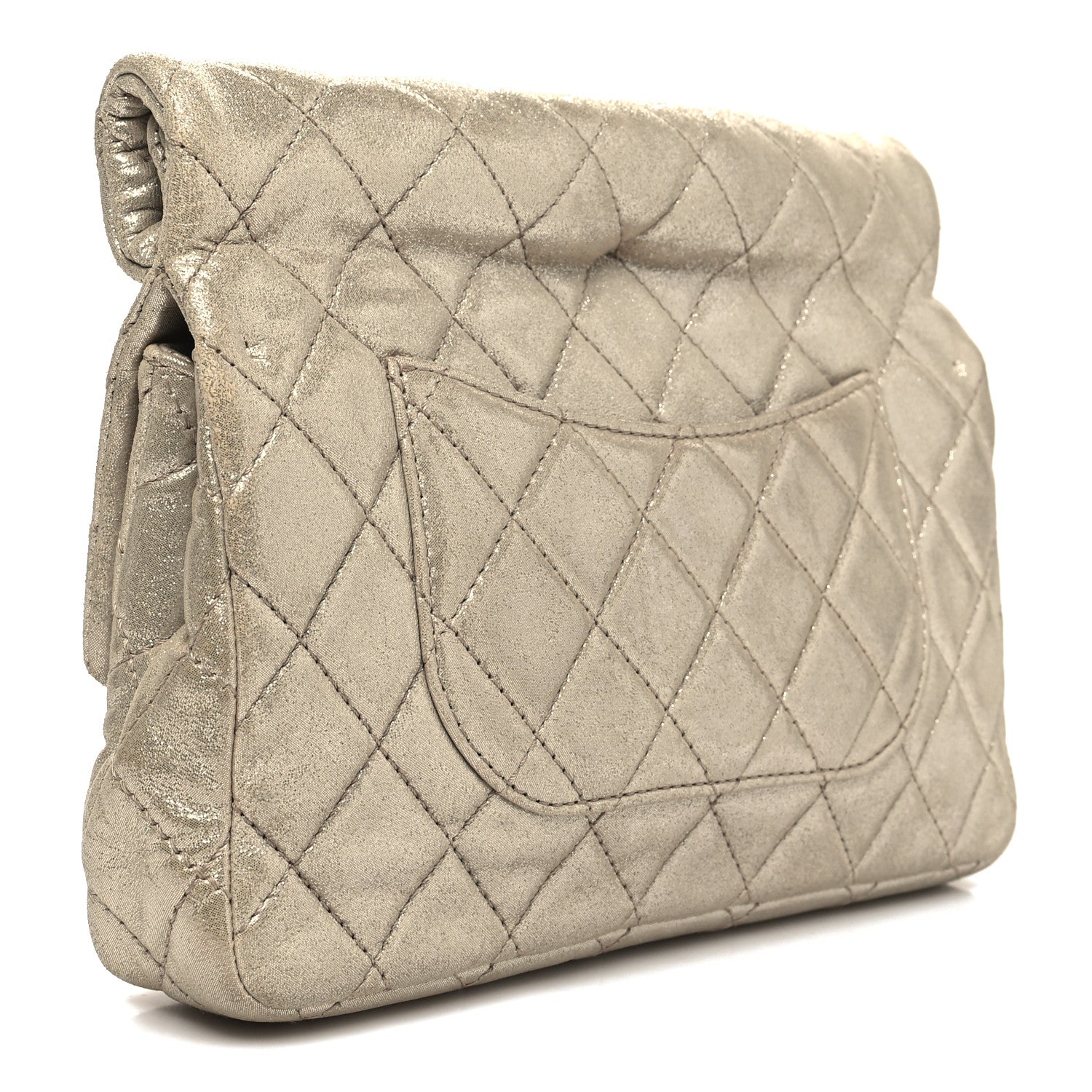 Chanel Iridescent Calfskin Quilted Large Roll 2.55 Reissue Clutch Light Gold 3 of 11