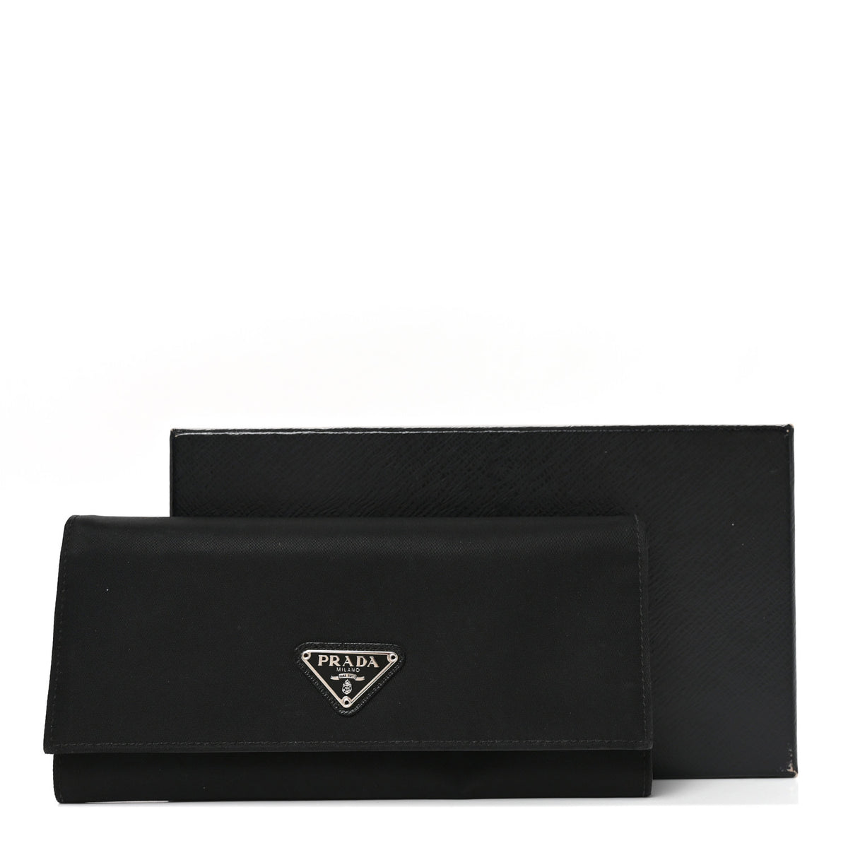 Saffiano Triangle Continental Flap Wallet Black
